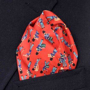 NEW Hand Stitched Pocket Square Italian Tana Lawn Organic Cotton Musical March